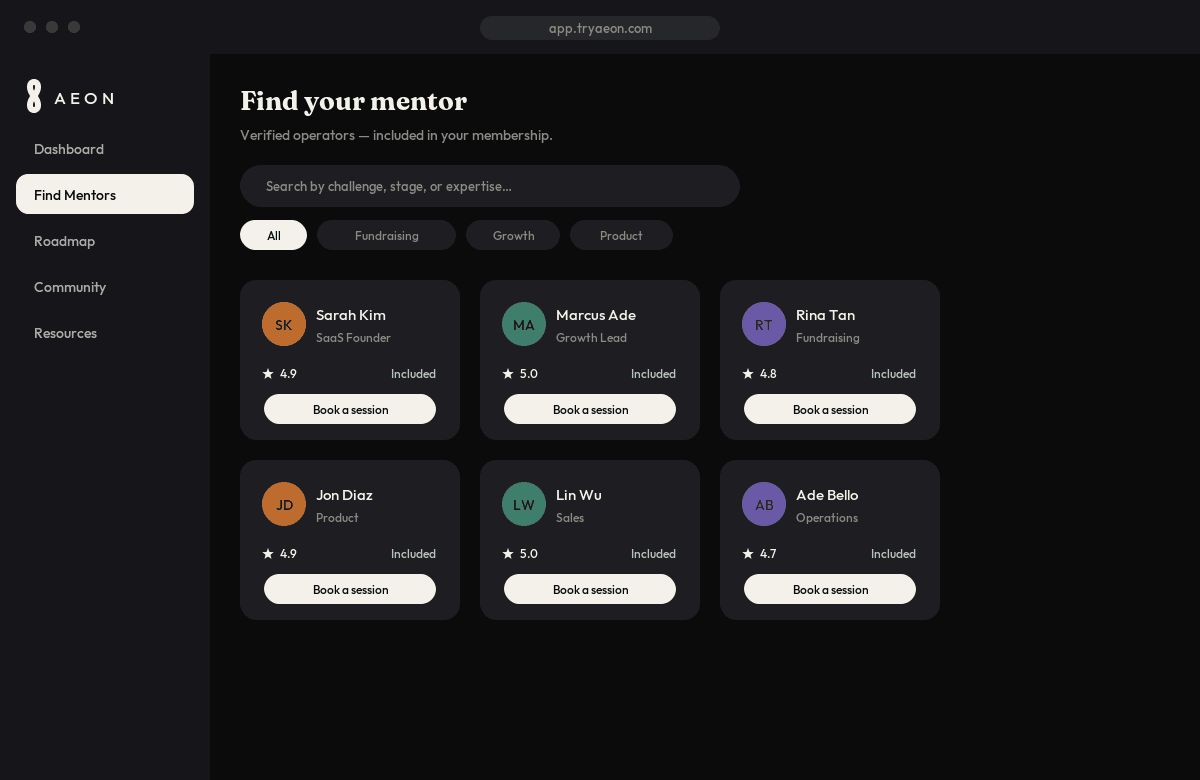 Book sessions with verified mentors